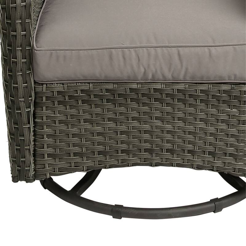 Outdoor Patio Woven Rattan Swivel Rocking Chair with Cushions
