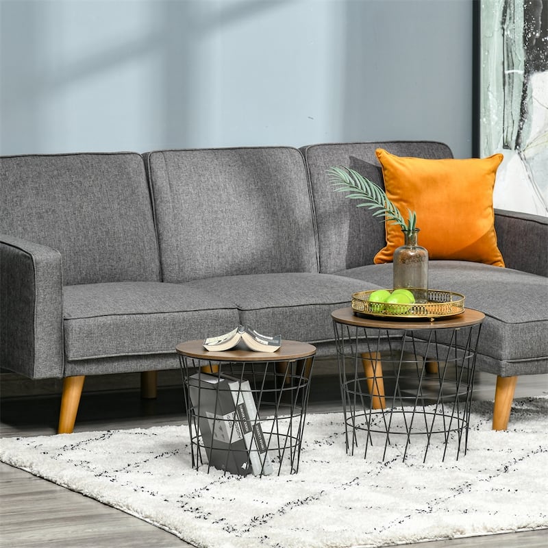 Set of 2, Nesting Tables, Round Accent Side Tables with Removable Top