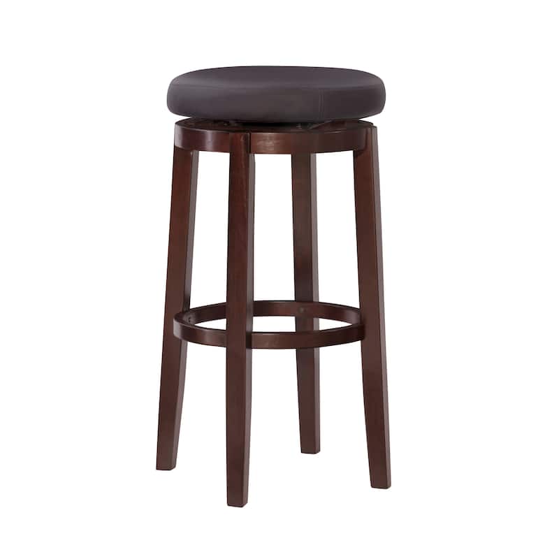 Dorothy Black Faux Leather Backless Swivel Bar Stool