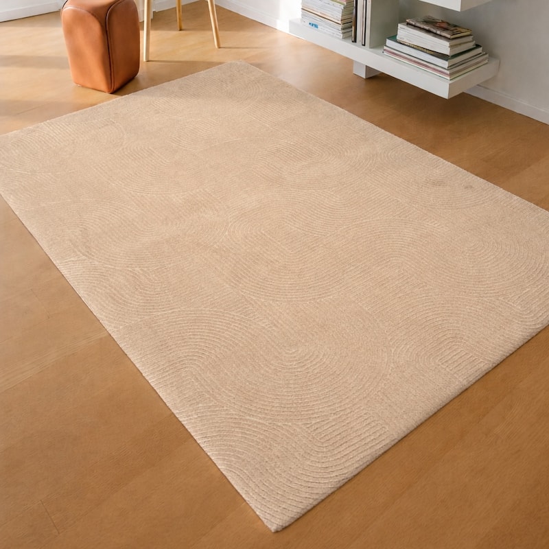 ECARPETGALLERY Elion Modern Machine Washable Area Rug - Beige - 5'0 x 7'6