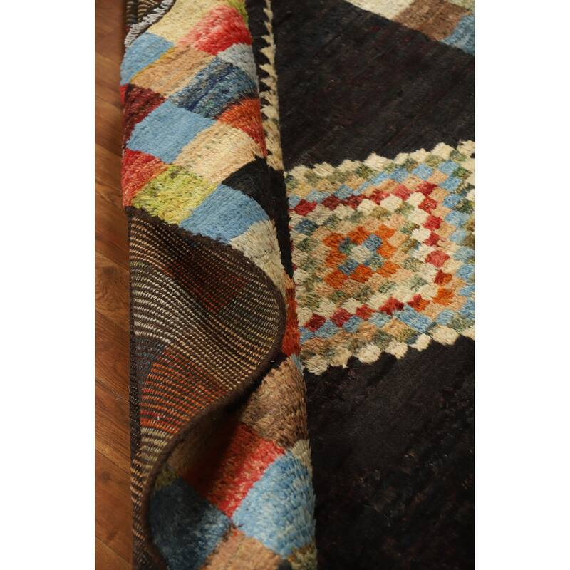 Checkered Moroccan Oriental Area Rug Handmade Wool Carpet - 6'0" x 7'8"