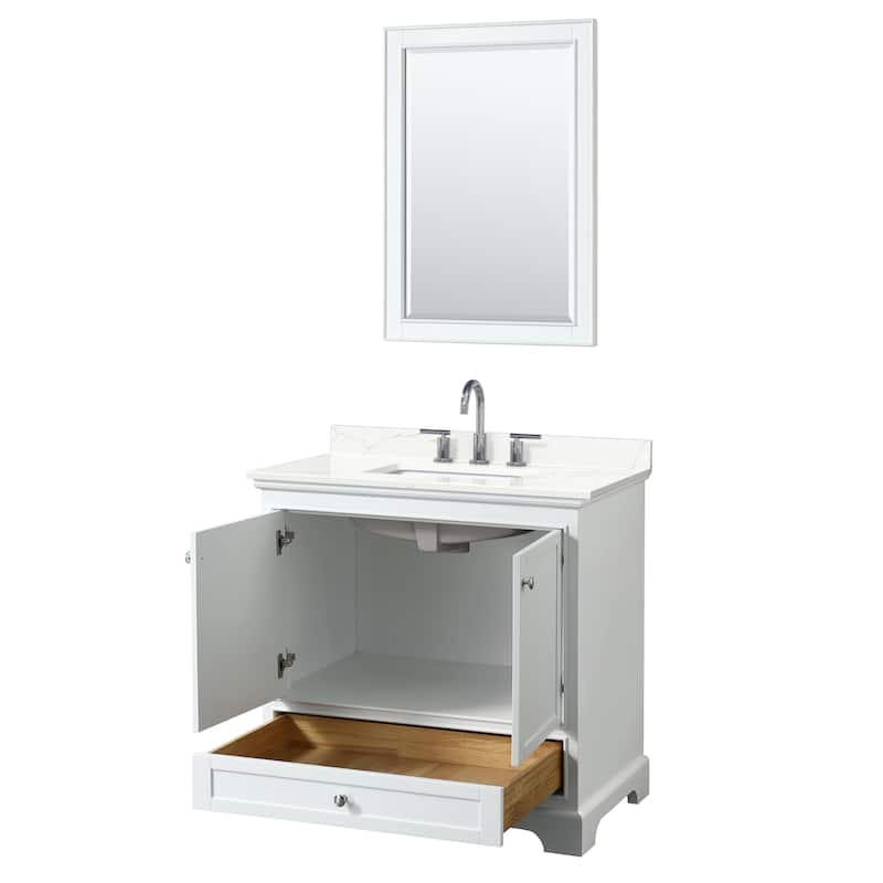 Deborah 36-inch Single Vanity, Quartz Top, 24-inch Mirror