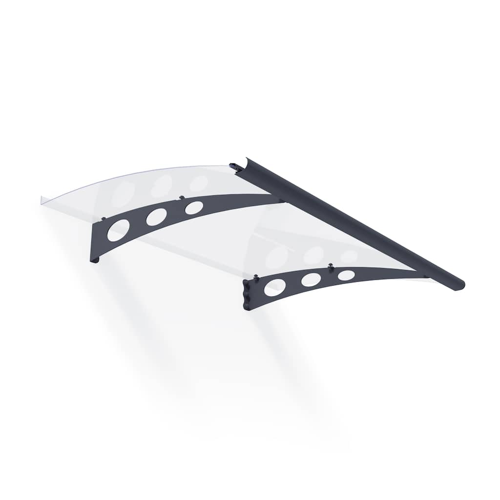 Garamond 3 ft. Gray/Clear Door and Window Fixed Awning