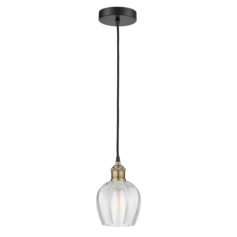 Innovations Lighting Norfolk - 1 Light 6" Cord Hung Mini Pendant - Clear/Black Antique Brass