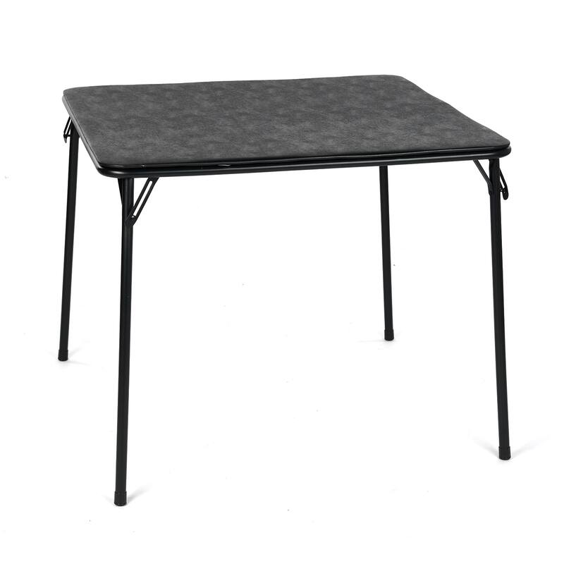 Homy Casa Outdoor Square Patio Dining Table, Black PVC Top, Metal Legs