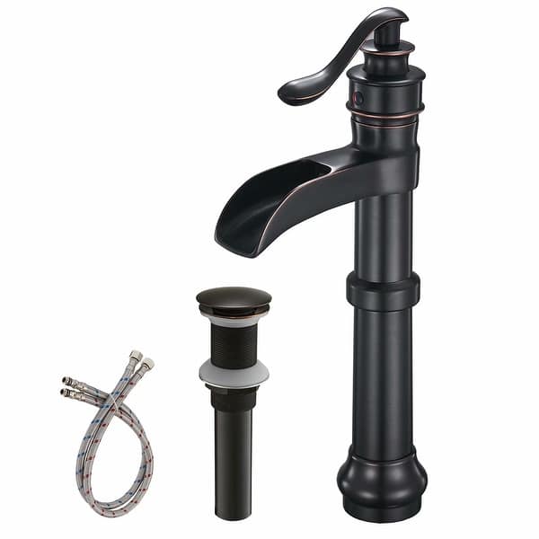slide 1 of 26, Vibrantbath Bathroom Vessel Sink Faucet Waterfall with Drain Oil Rubbed Bronze