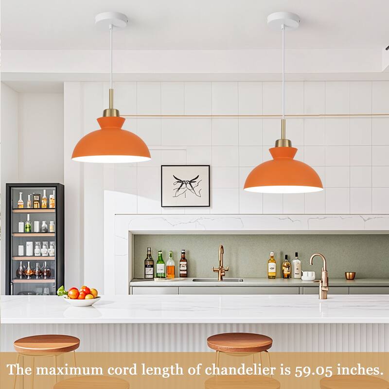 1-Light Hanging Ceiling Pendant Light Chandelier Light Fixture with Metal Shade for Kitchen Island