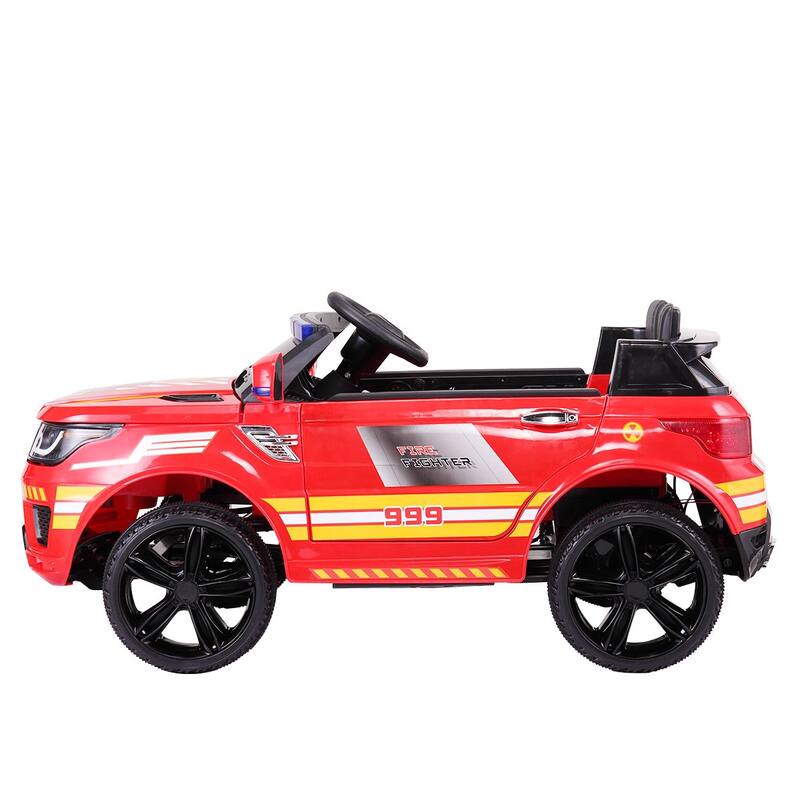 12V Kids Ride-On Police Car with Sirens, Flashing Lights, Remote Control, and Music, Electric Truck for 3-8 Years - Red