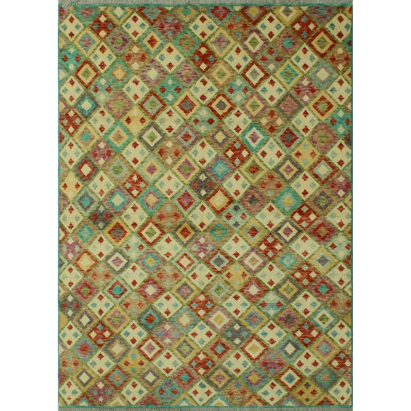Balochi Kennan Ivory/Rust Rug - 4'10" x 6'7"