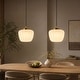 preview thumbnail 4 of 8, Modern Glam 1-Light White Brass Ribbed Opal Milk Glass Pendant Light for Dining Room - 11"