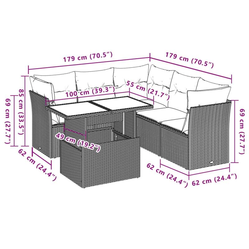 6-Piece Modular Patio Sofa Set
