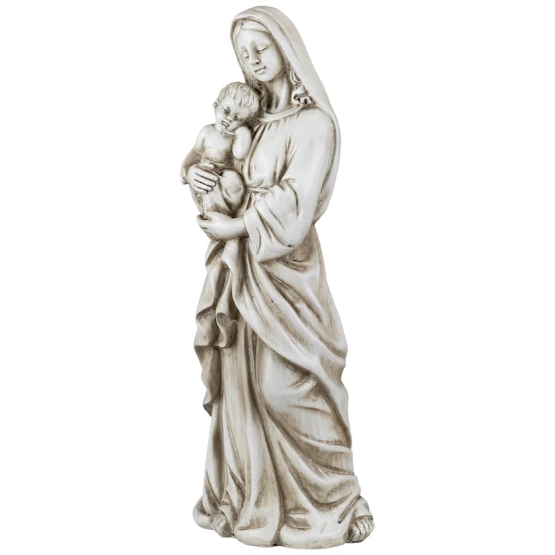 Standing Mary with Baby Jesus Statue - 14.5" - Beige