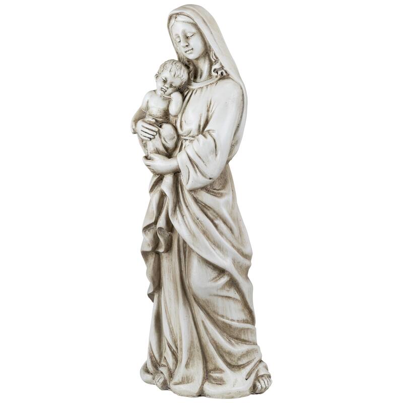 Standing Mary with Baby Jesus Statue - 14.5" - Beige