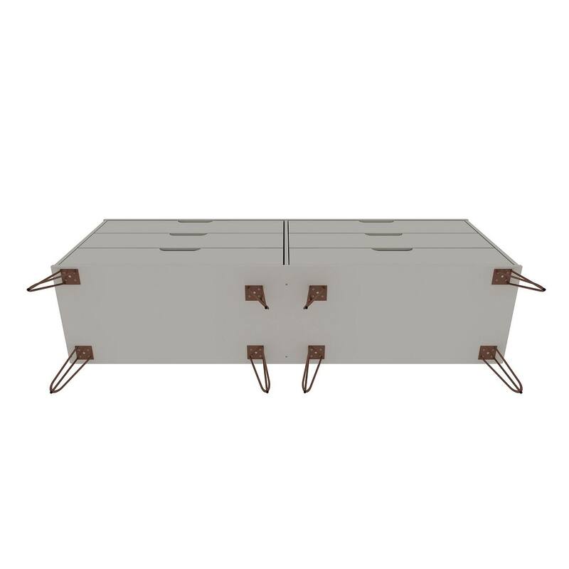 Manhattan Comfort Rockefeller 6-Drawer Double Low Dresser with Metal Legs