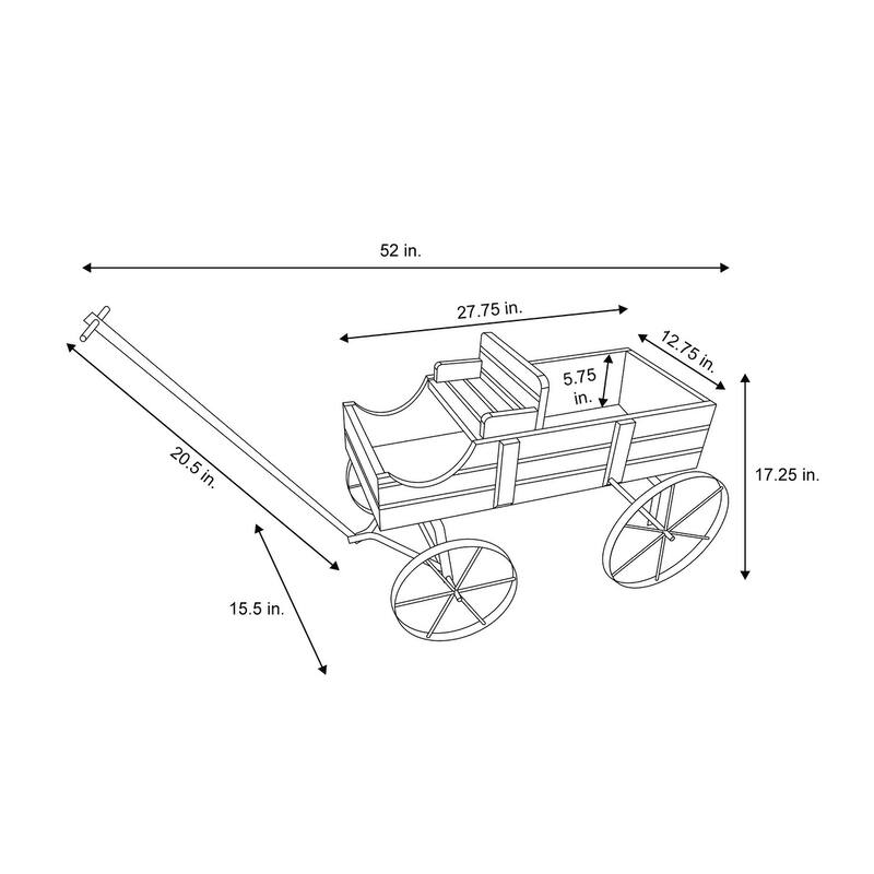 Goldcast Rustic Wagon Garden Planter with Metal Wheels