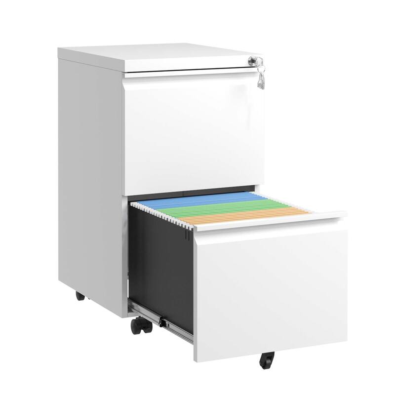 2 Drawer Metal Mobile File Cabinet,Rolling File Cabinet with Lock