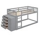 preview thumbnail 7 of 13, Twin Over Twin Wood Floor Bunk Bed with 4 Drawers and 3 Shelves, Grey