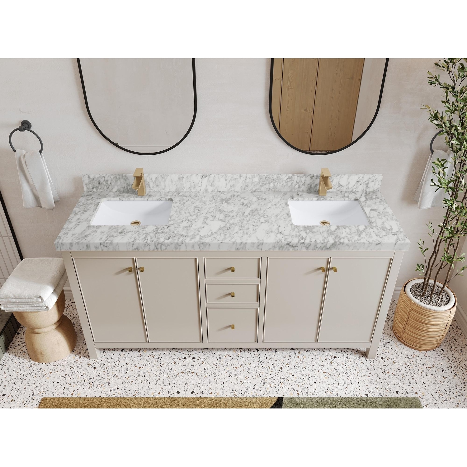 Willow Collections 72 in. W x 22 in. D Chicago Double Bowl Sink Bathroom Vanity with Countertop