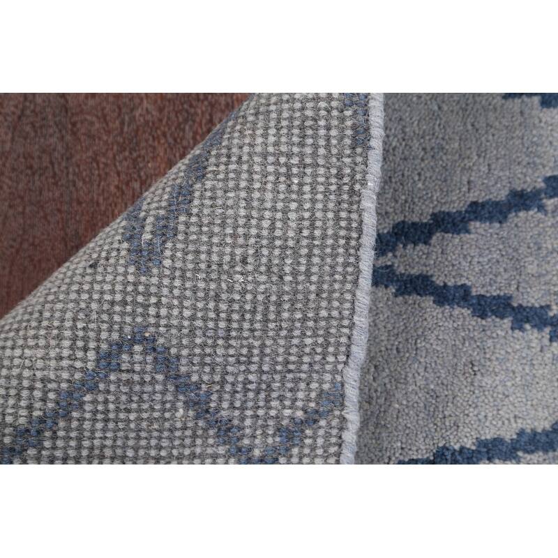 Hand Knotted Oriental 100% Wool Carpet Modern Geometric Greys & Charcoal Moroccan Area Rug - 7' 8'' X 5' 1''
