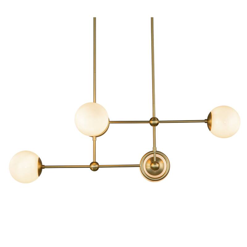 Alora Lighting CH407342 Fiore 4 Light 42" Wide Linear Chandelier - Brushed Gold / Glossy Opal Glass