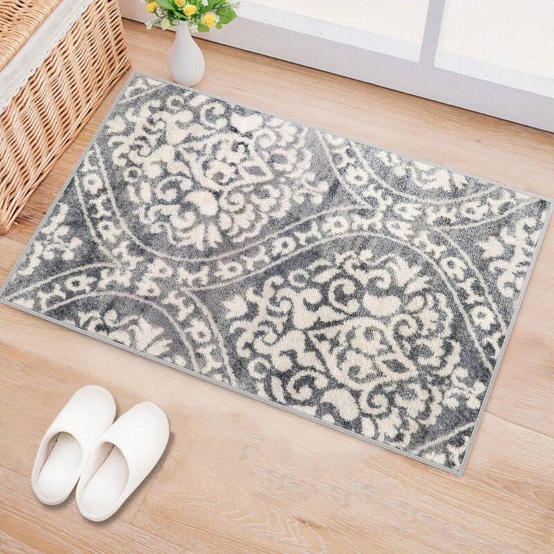 Porch & Den Pascuzzi Distressed Floral Damask Area Rug