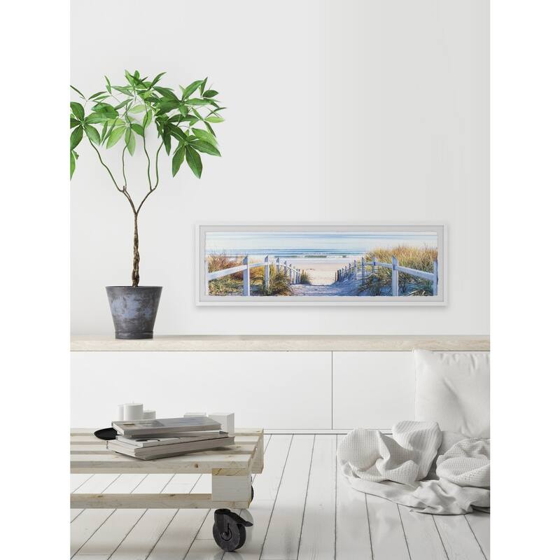 Coastal Beach Path Framed Painting Print - Home Decor Wall Art
