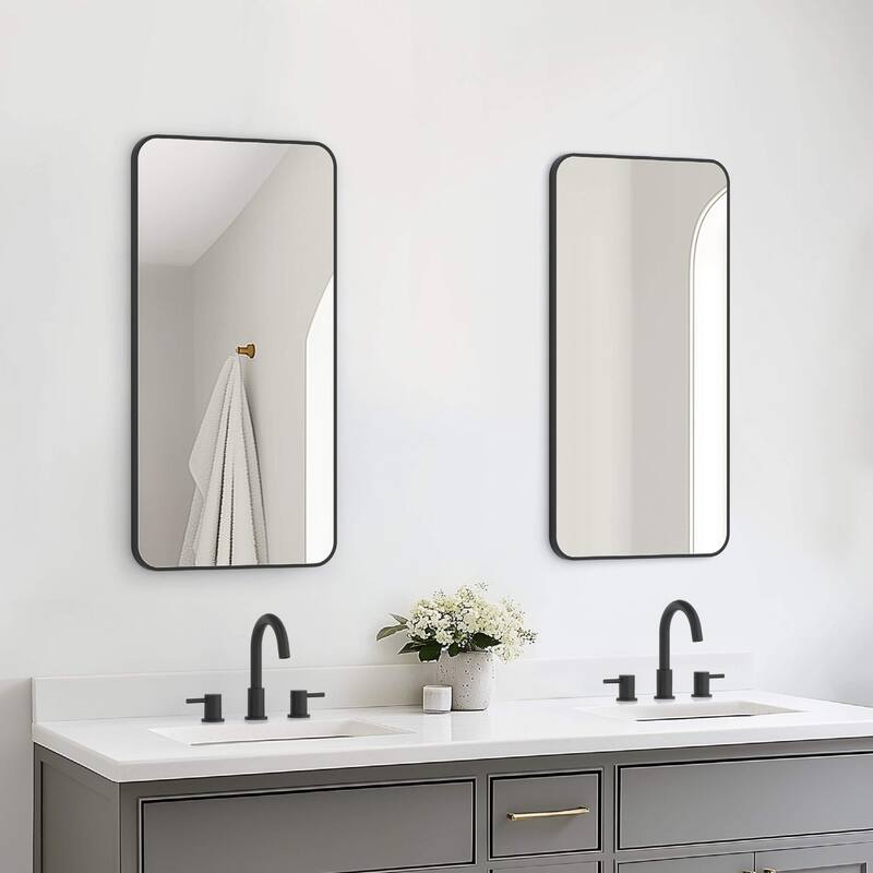 18 x 36 Inch Shatterproof Wall Mount Metal Frame Mirror