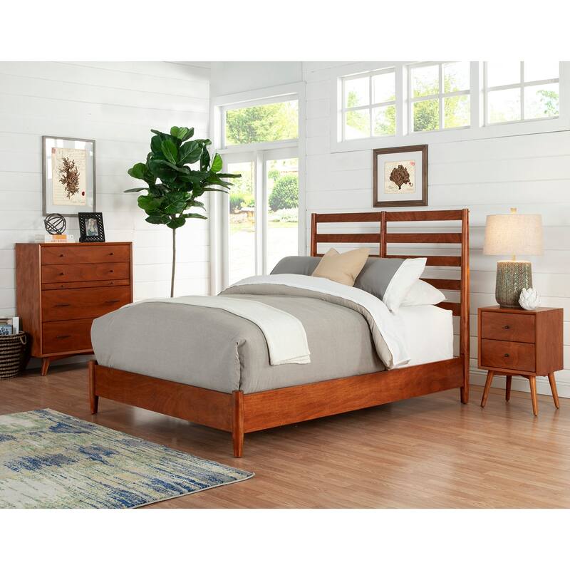 Queen Bed with Slat Headboard & Nailhead Trim - Bedroom Furniture Set
