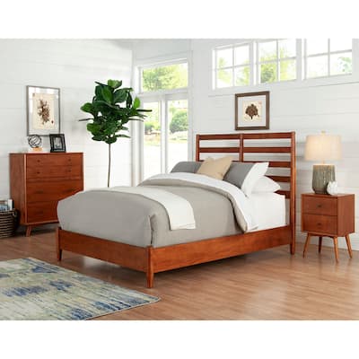 Queen Bed with Slat Headboard & Nailhead Trim - Bedroom Furniture Set