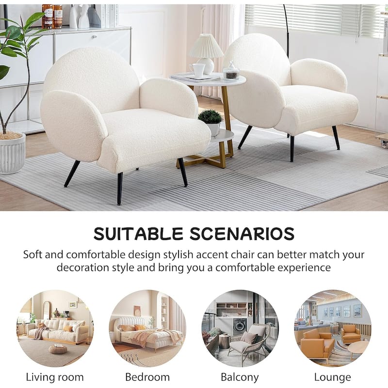 XINMICS Modern Accent Chair Upholstered Armchair for Living Room, Bedroom