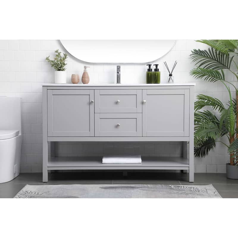 Elegant Lighting VF22254 Heath 54" Free Standing Single Basin Vanity