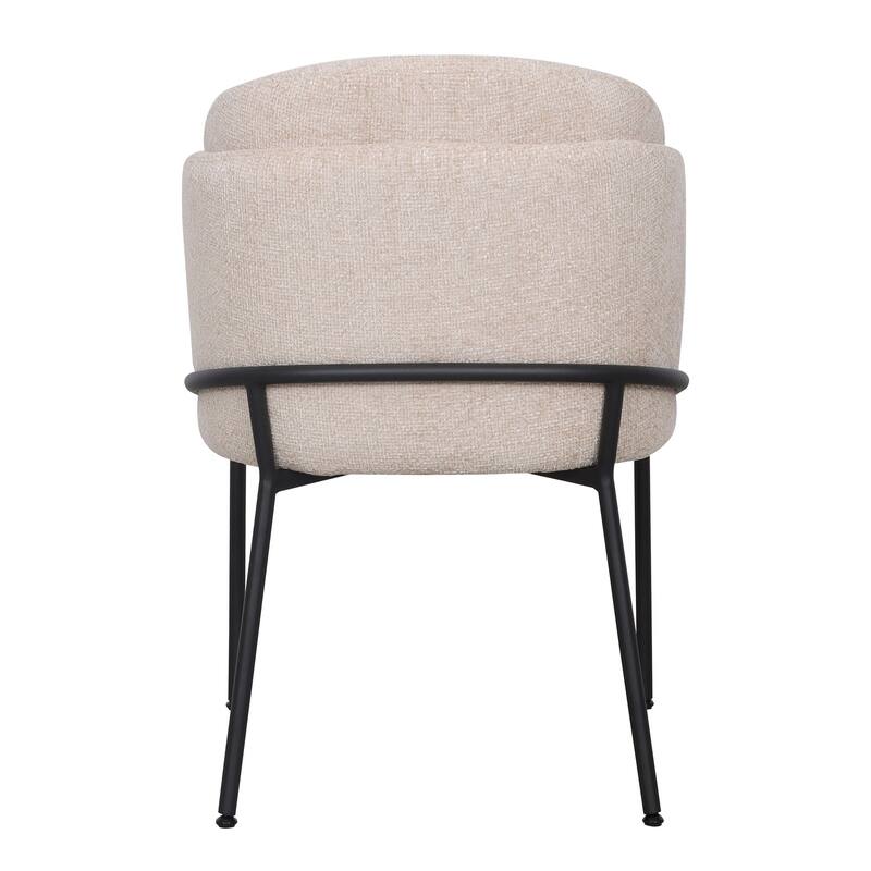 Dining Chair With Fabric Seat And Black Metal Frame (set of 2)