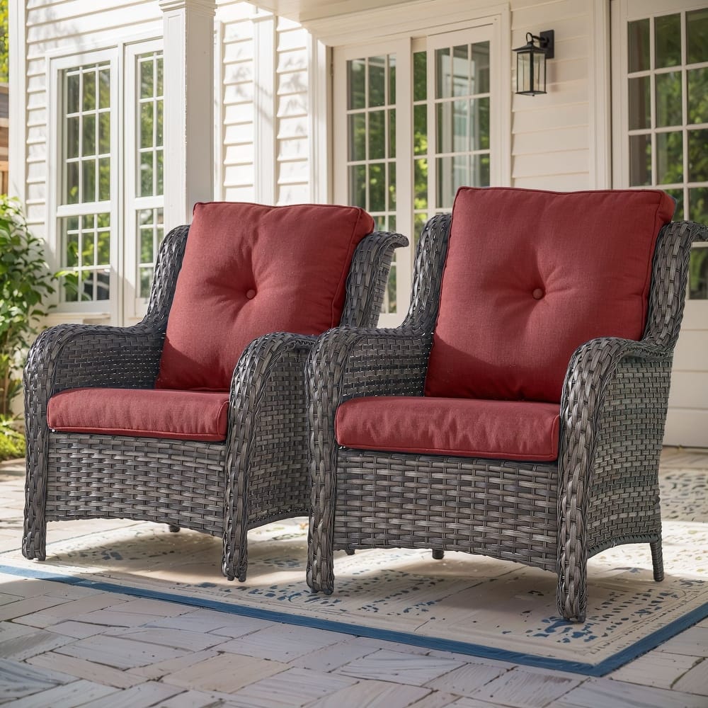 Gymojoy Wicker Patio Club Chairs with Olefin Weather-Resistant Cushions