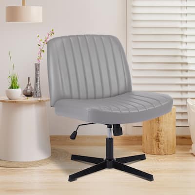 Modern Armless PU Leather Office Chair