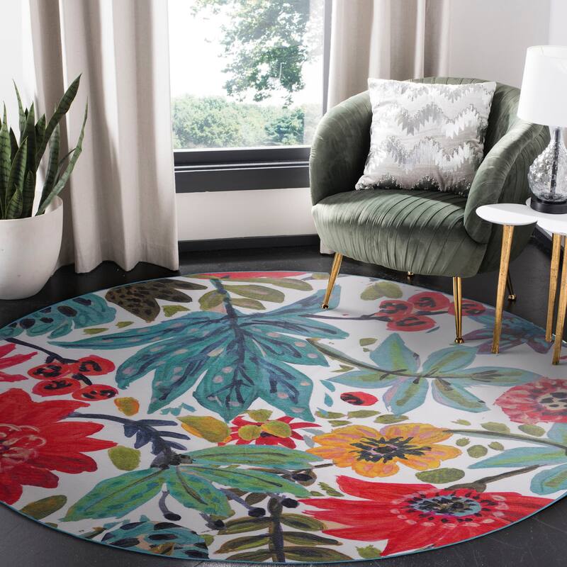 My Magic Carpet Machine Washable Rug Floral Bloom Multicolor - 6' Round