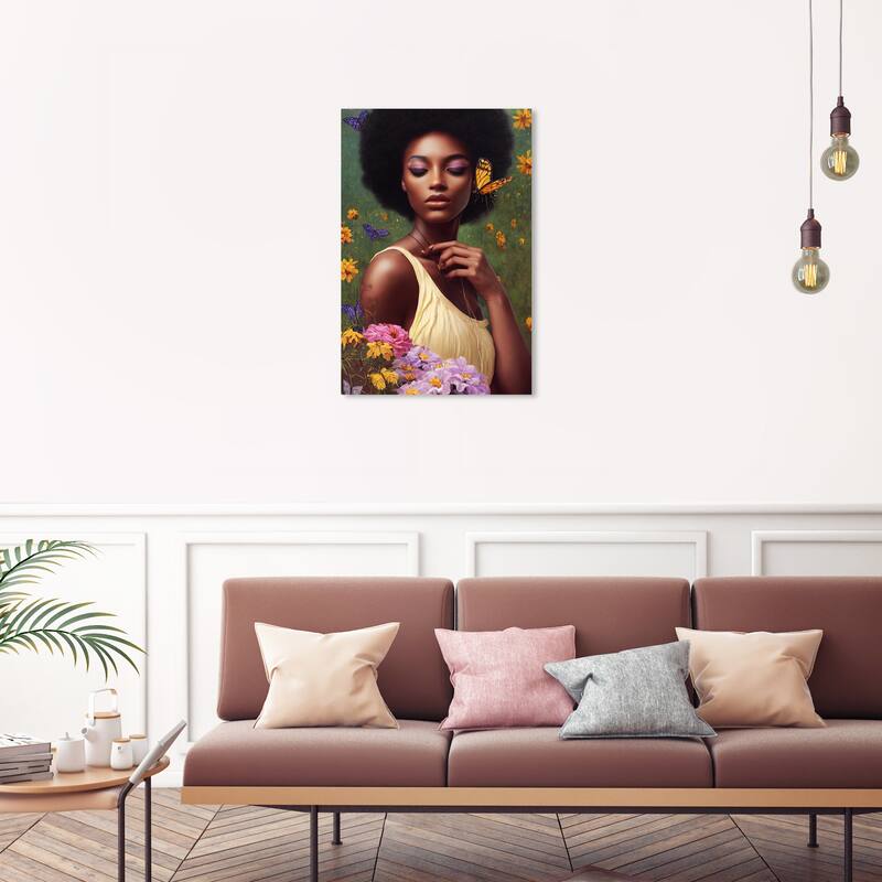 Wynwood Studio Fashion and Glam Ebony Floral Wings Green and Traditional Wall Art Canvas Print - 30 x 20