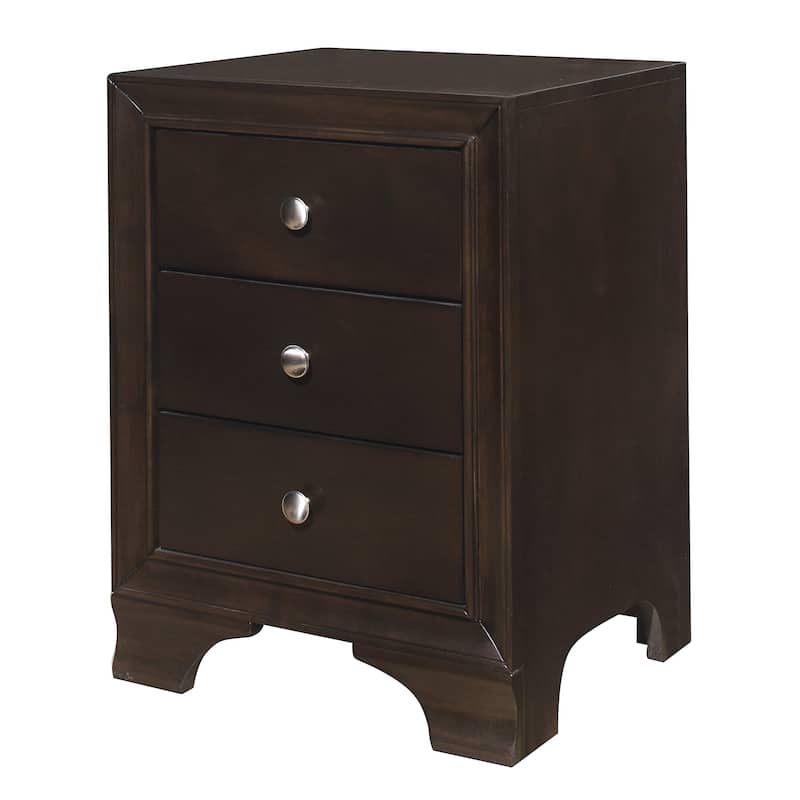 Folu 26 Inch Nightstand, USB Port, 3 Drawers with Chrome Knobs, Brown