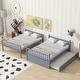 preview thumbnail 17 of 34, Rustic Style Full over Full Wood Bunk Bed with Guardrails and Ladder and Twin Size Trundle