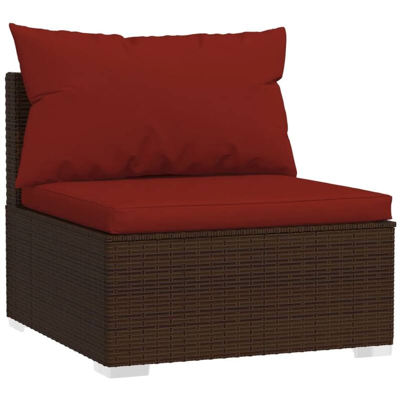 vidaXL Patio Lounge Set Outdoor Sectional Sofa Set Table Garden Poly Rattan - 27.6" x 27.6" x 24"