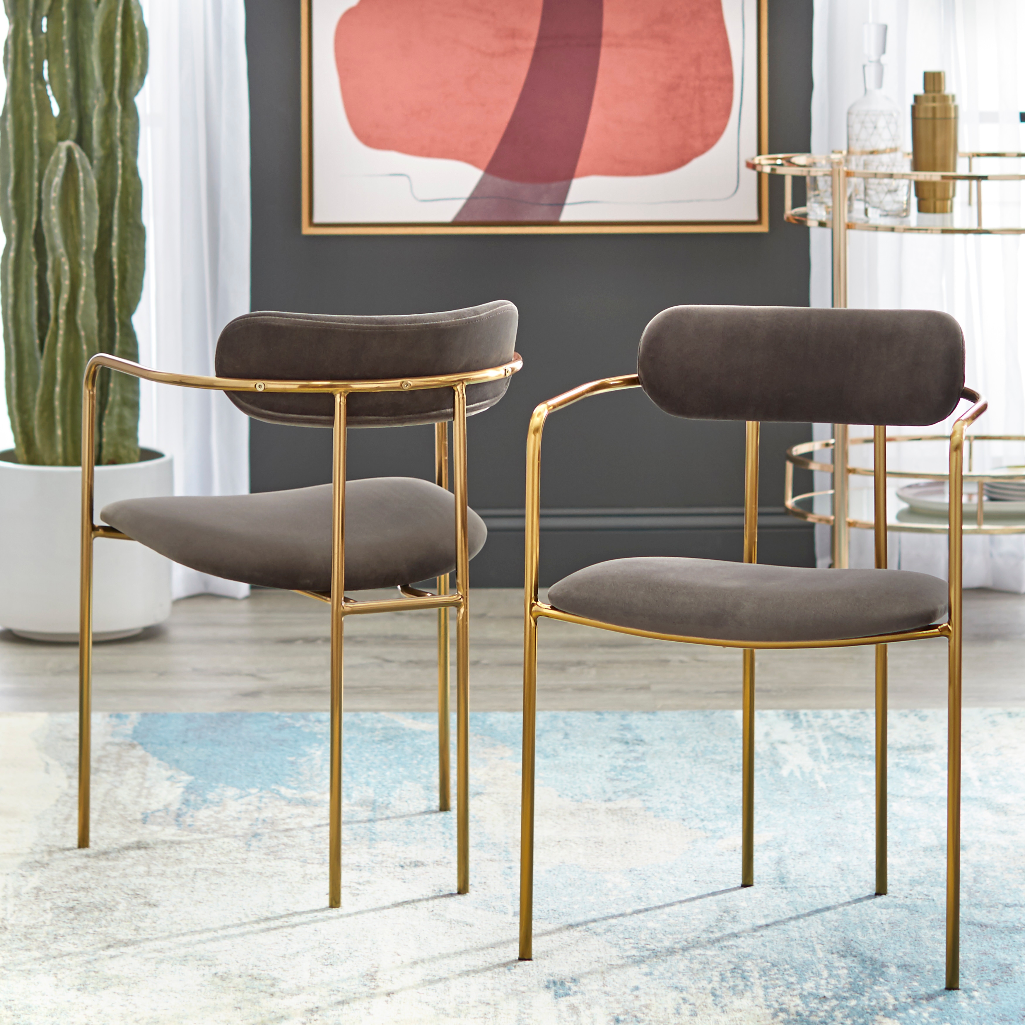Velvet arm dining chair hot sale