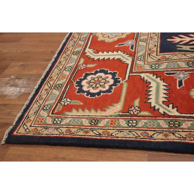 Hand Knotted Oriental 100% Wool Carpet Traditional Medallion Oranges & Rust Heriz (serapi) Area Rug - 9' 10'' X 8' 0''