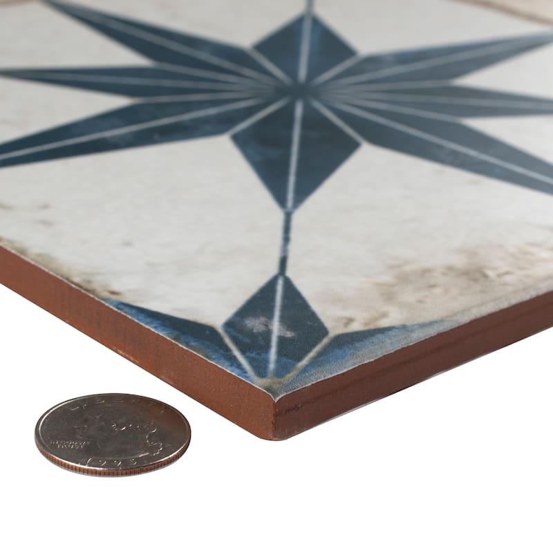 Merola Tile Kings Star Blue 17-5/8" x 17-5/8" Ceramic Floor and Wall Tile