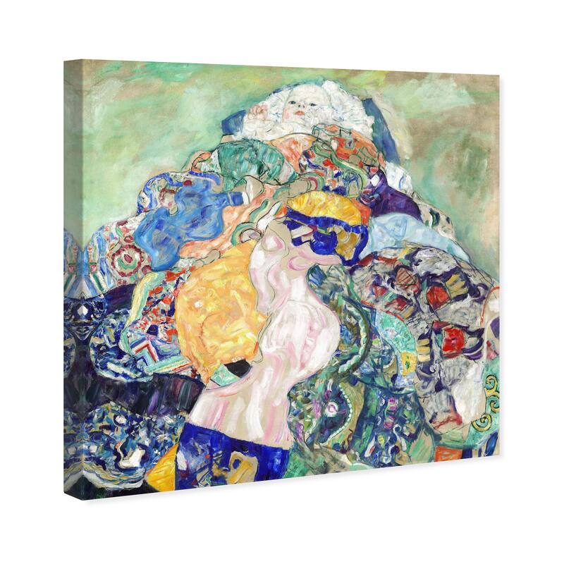 Wynwood Studio Canvas People and Portraits Gustav Klimt - Baby Cradle Green and Traditional Wall Art Canvas Print