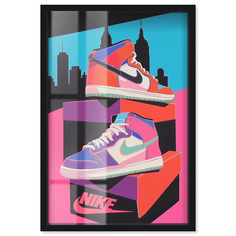 City Pop Sneakers Shadowbox by Art Remedy - Black - 36" x 54"