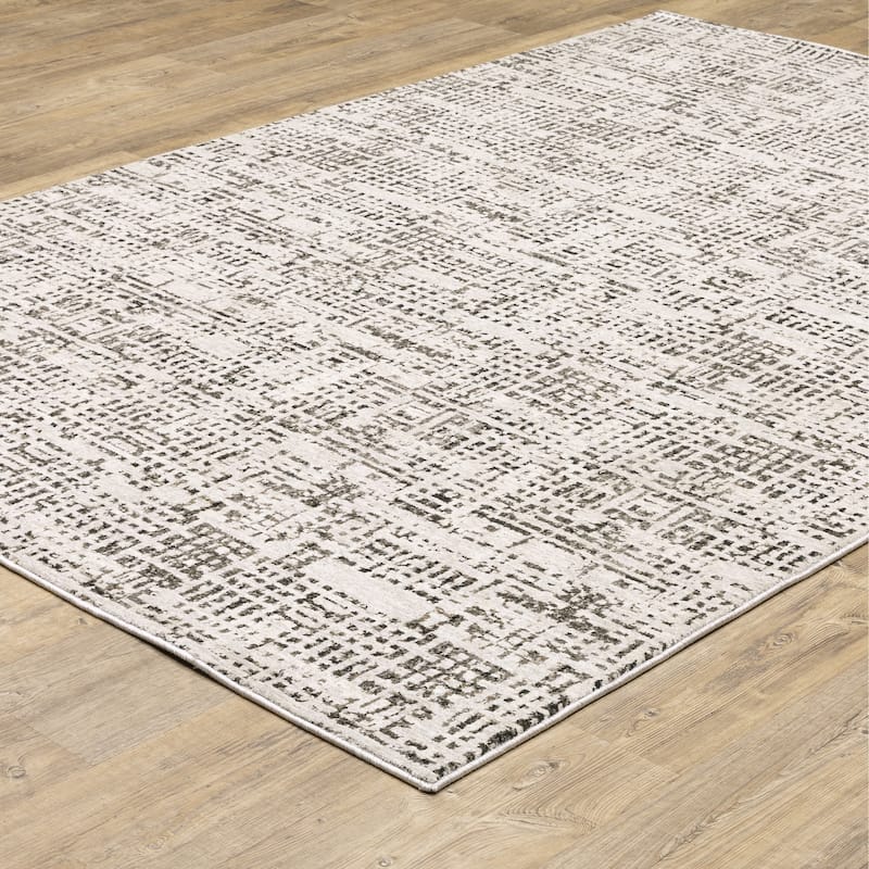 Style Haven Nelson Abstract Gridwork Ivory/ Grey Indoor Area Rug