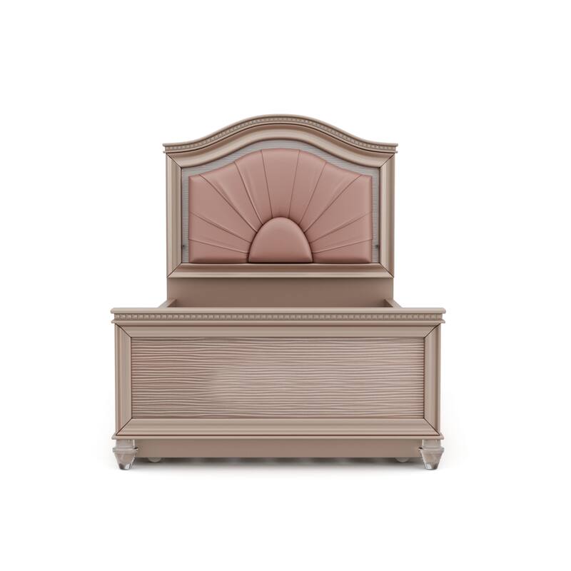 Ving Glam Wood LED Light Youth Panel Bed with Trundle by Furniture of America