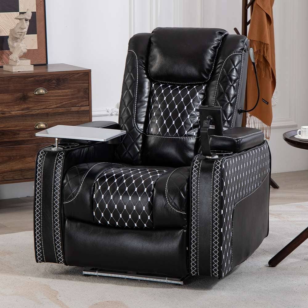 Upgraded Multifunctional PU Leather Infinite Position Smart Power Zero Gravity Recliner Chair with LED