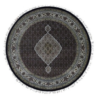 Shahbanu Rugs Asphalt Black, Tebraz Mahi Design, Wool, Hand Knotted ...