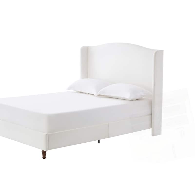 Upholstered Wingback Headboard Bed Platform Bed No Box Spring Needed