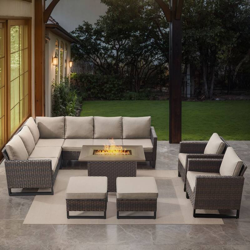 Gymojoy L-Shaped Outdoor Corner Sectional Sofa 6-seats Couch Conversation Set
